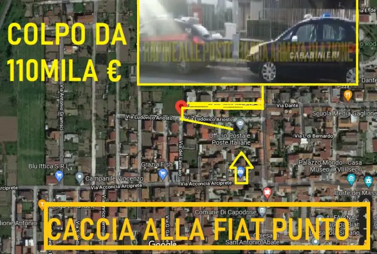 Colpo da 110mila euro, ecco l’auto in fuga: 2 in ostaggio nel raid. Il percorso nei filmati