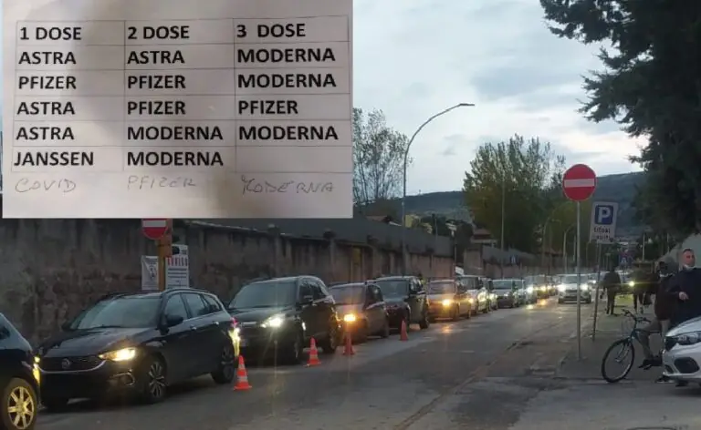 Caos all’hub vaccinale: gente rifiuta Moderna e code arrivano al ponte. FOTO