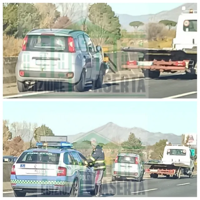 Panda si schianta contro guardrail, autostrada si blocca. Foto