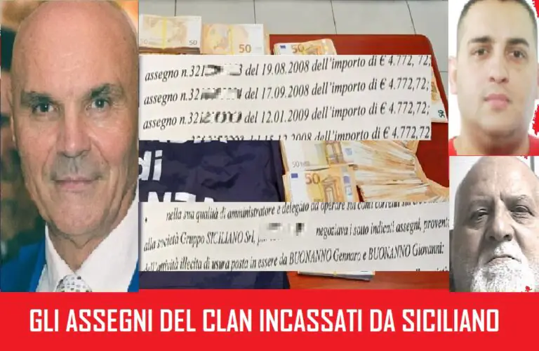 Ecco gli assegni passati dal clan al Siciliano, patron pressa vittima dopo indagini