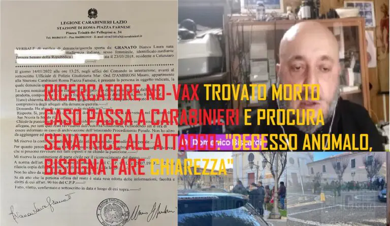 Senatrice presenta denuncia sul caso del ricercatore No-Vax trovato morto, caos in aula: “Crimini da vendicare”