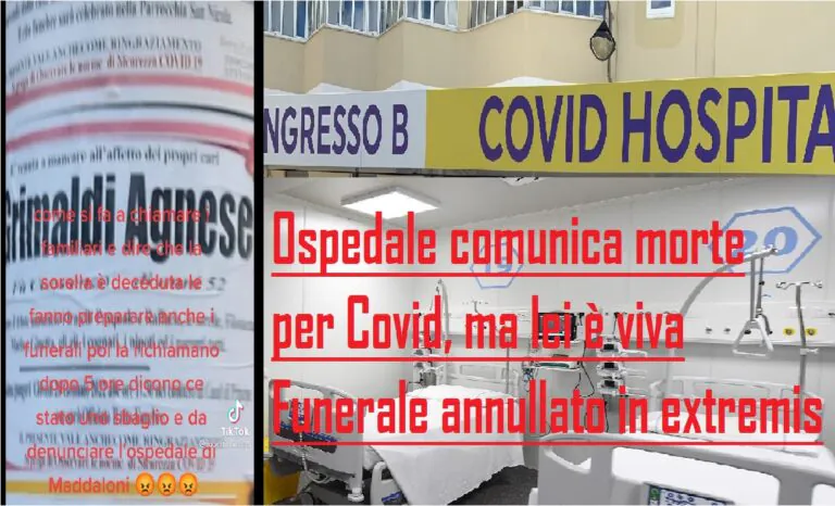 Morta di Covid per l’ospedale, ma lei è viva: avevano già fissato i funerali