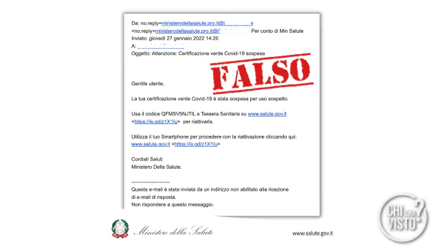 “La tua certificazione verde Covid-19 è stata sospesa”: la mail truffa che circola sul web