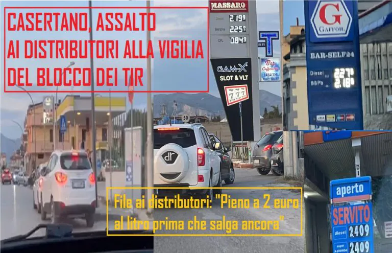Casertano, assalto ai distributori prima del blocco: decine in coda per il pieno “a soli 2 euro”. VIDEO