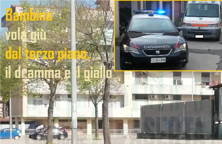 Giù dal secondo piano, l’indagine dell’Arma: genitori erano in casa