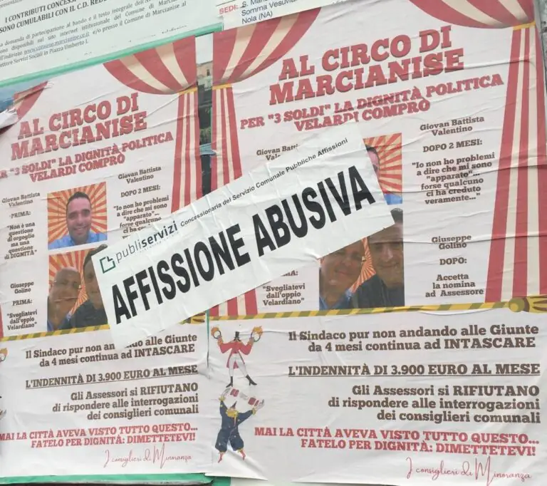 Opposizione parla di circo, Comune copre manifesti abusivi