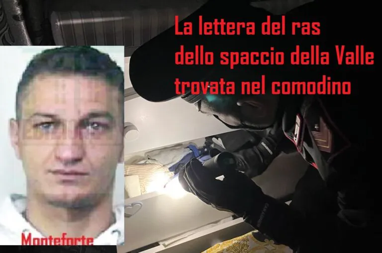 Trovata la lettera scritta dal ras detenuto per spaccio: “Vai da mia moglie”