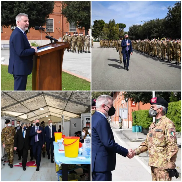 Il ministro della Difesa Guerini in visita alla Brigata Garibaldi