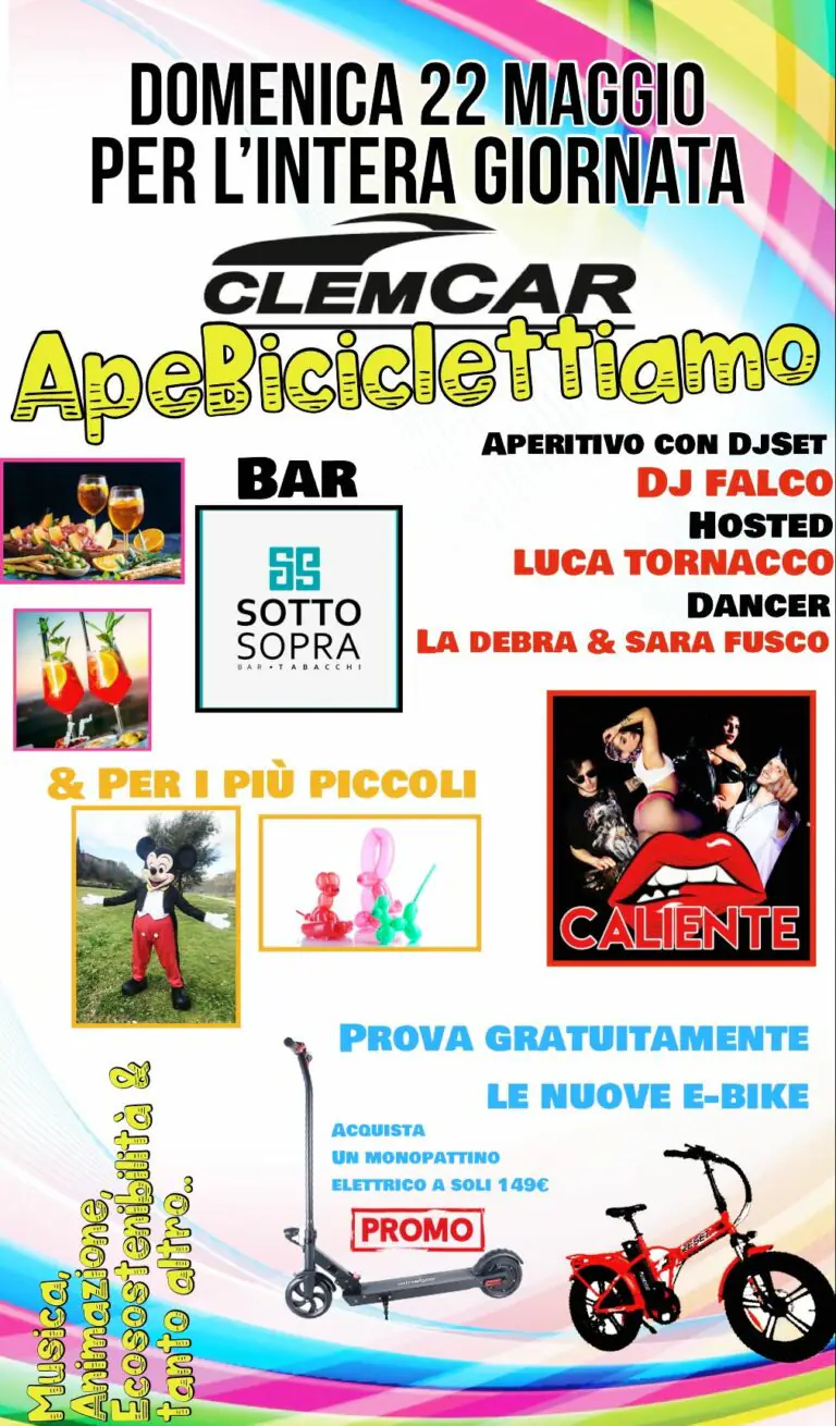 “ApeBiciclettiamo”: l’evento con aperitivo e musica all’insegna dell’ecosostenibilità