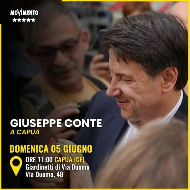 L’ex premier Conte nel Casertano: tappa nella città al voto