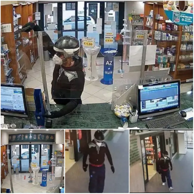 Assalto armato alla farmacia, la sequenza choc