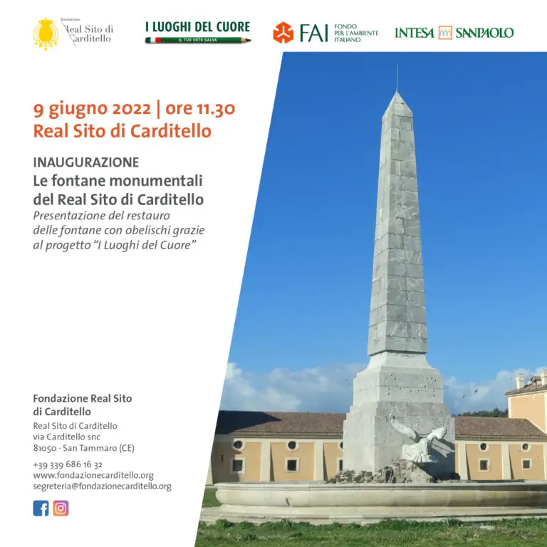 Real Sito Carditello: presentazione restauro fontanelle monumentali con obelischi