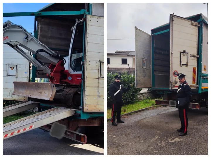 Ruba escavatore e scappa col camion: arrestato dopo rocambolesco inseguimento