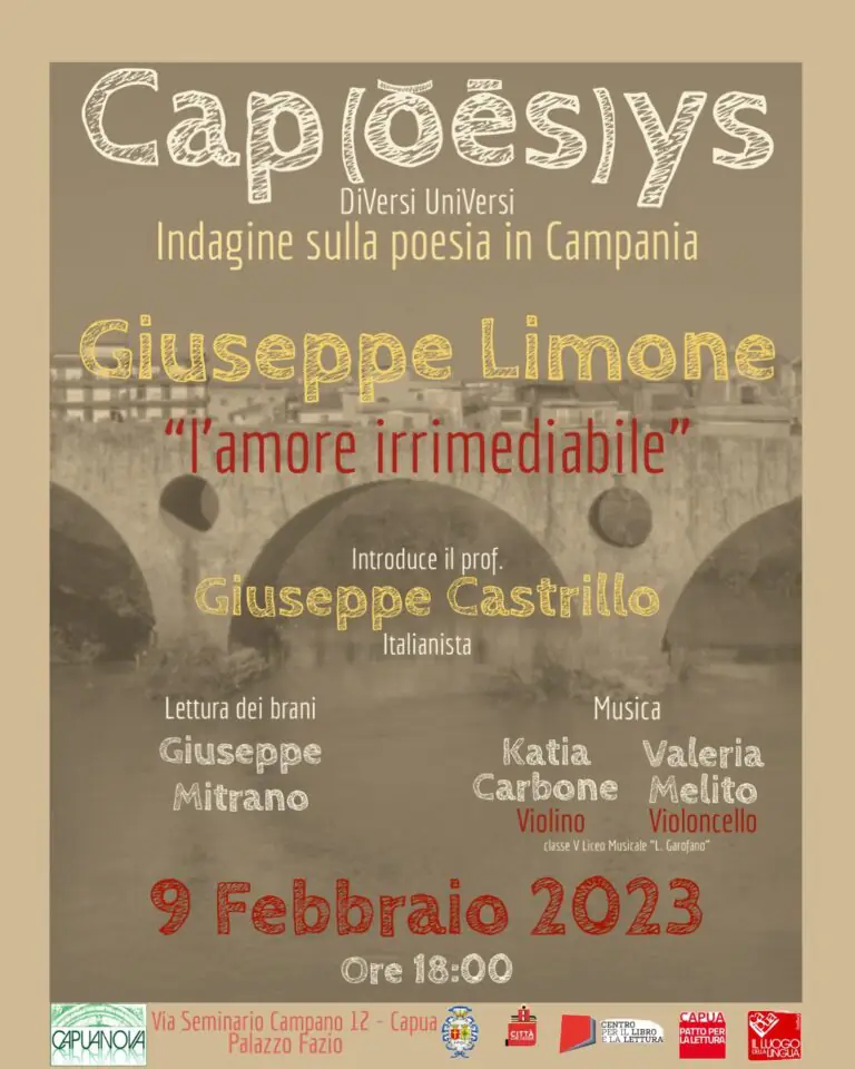 Il poeta Giuseppe Limone presenta il suo nuovo libro a Capua