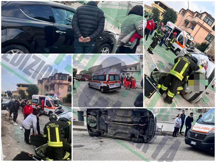 Incidente choc prima dell’ingresso della variante, auto ribaltata. Ci sono 5 feriti