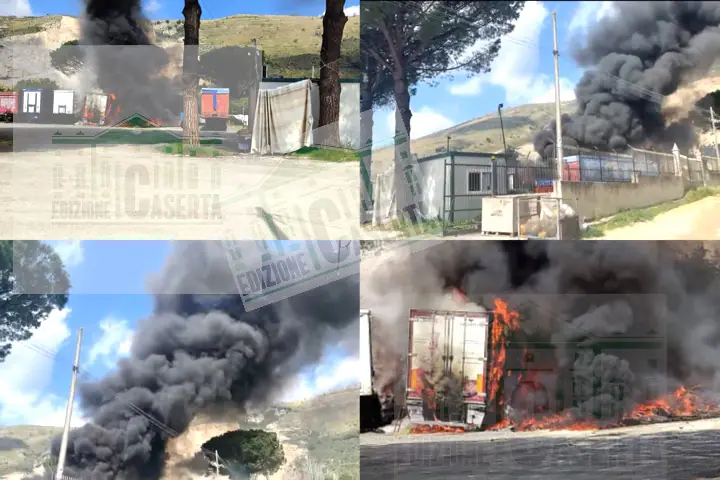 Incendio choc nella valle in un’azienda di trasporti
