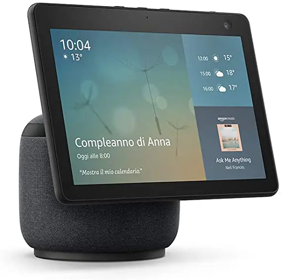 Echo Show 10 (3ª generazione) con ampio display rotante ai comandi vocali e movimenti