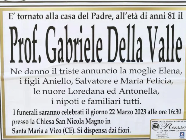 gabriele della valle lutto
