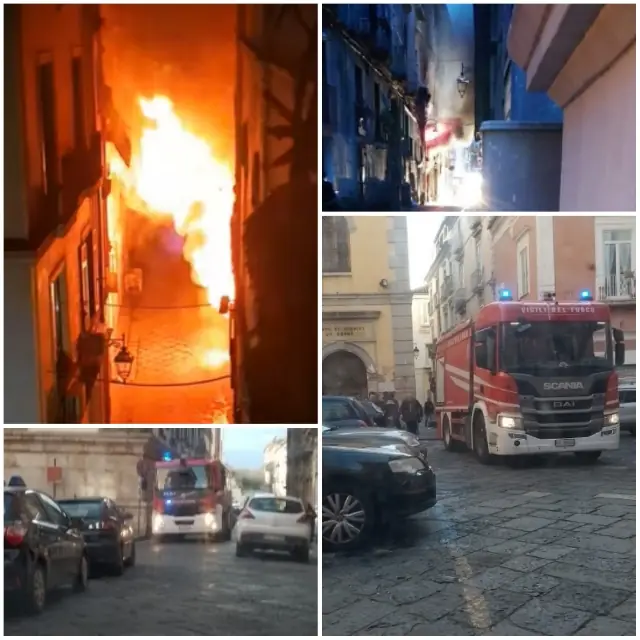 Incendio choc in zona Monte dei Pegni, danni ingenti. Foto