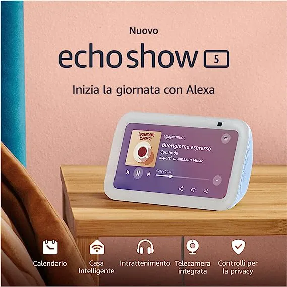 Nuovo ECHO SHOW 5: piccole dimensioni e suono potente con Alexa