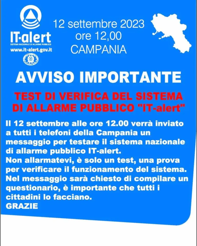 In arrivo messaggio di allerta ai cittadini. Ecco cosa fare