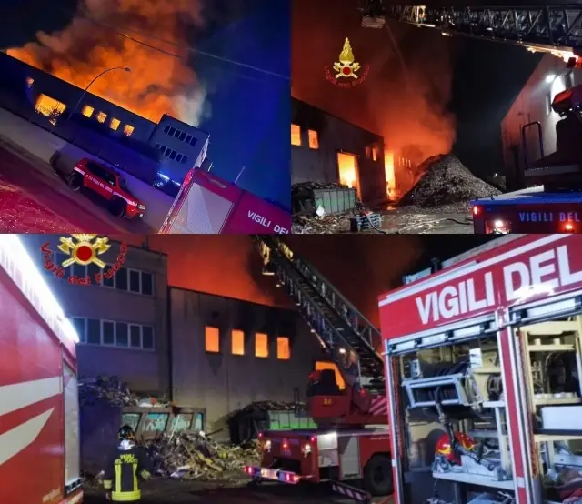 Rogo nella ditta di rifiuti, la notte più dura. Uomini e mezzi da tutta la provincia