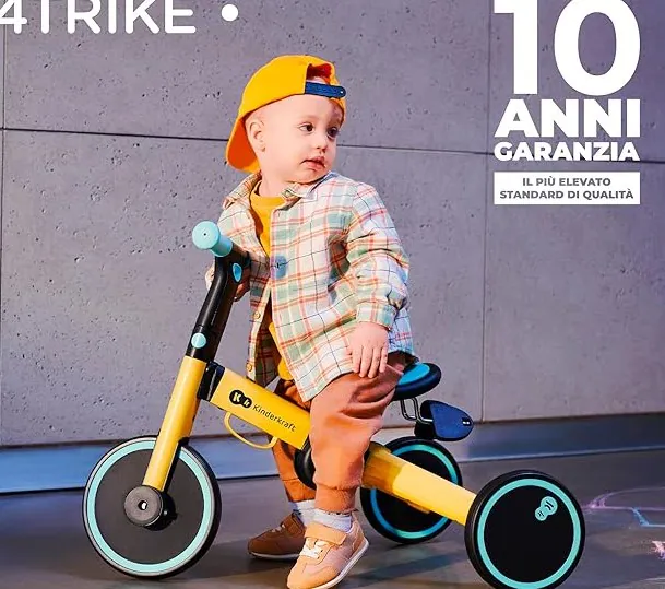Triciclo XJD3: ALTE PRESTAZIONI, 3 in 1 con pedali smontabili e ruote regolabili, prezzo SUPER conveniente (-16%)
