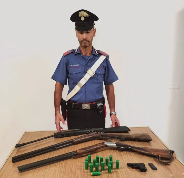 Carabinieri vanno a casa e scoprono arsenale: “Le armi sono di mio padre ma è morto”