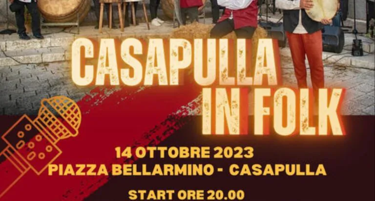 Tutto pronto per ‘Casapulla in folk’, appuntamento sabato 14 ottobre in piazza Bellarmino