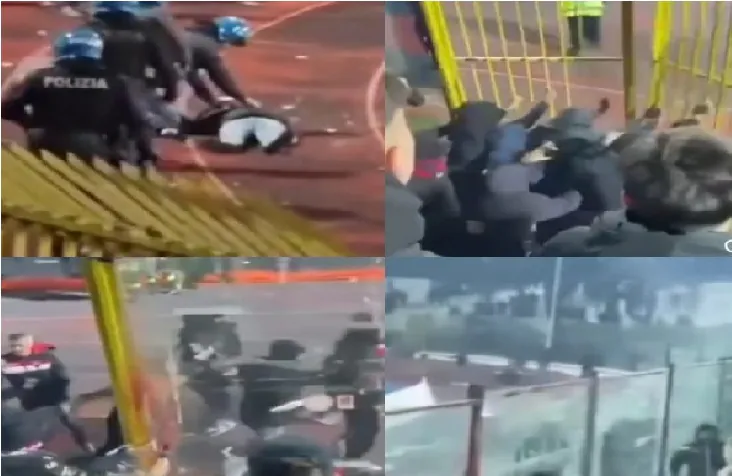 Scontri al Pinto, feriti due ultras casertani: uno a sprangate, l’altro dal fumogeno. IL FILM DELLA VIOLENZA