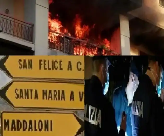 Incendio choc in una casa, poliziotti si gettano tra le fiamme e salvano una donna