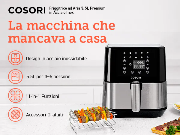 Friggitrice ad Aria Cosori: elegante, potente e super capiente a SOLO 100€ su Amazon
