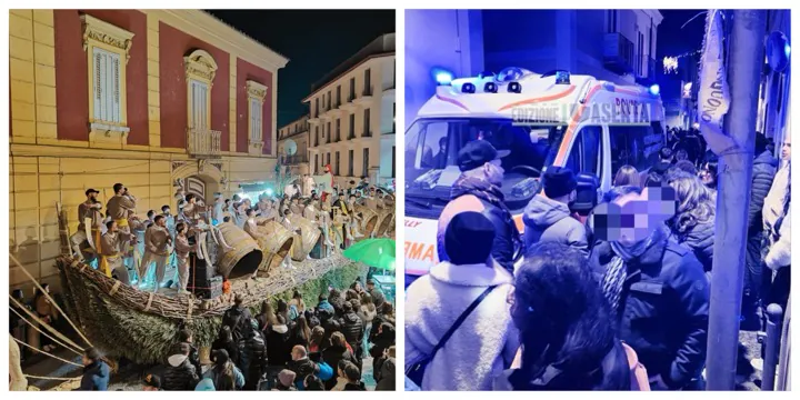 Botte si sgancia e colpisce 2 spettatori: carro di Sant’Antuono escluso dalla sfilata finale