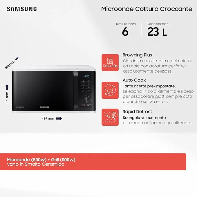 Forno a microonde Samsung con funzione grill: con il super sconto del 36% lo paghi pochissimo