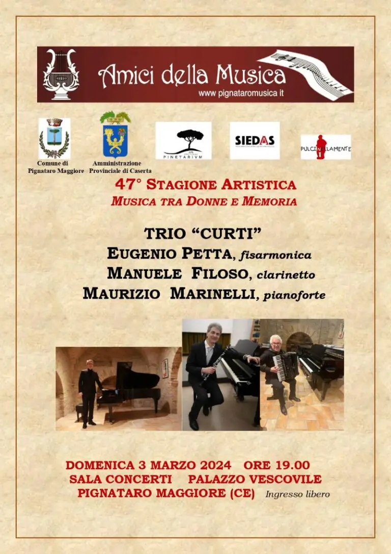 “Musica tra Donne e Memoria”, grande attesa per l’esibizione del Trio Curti