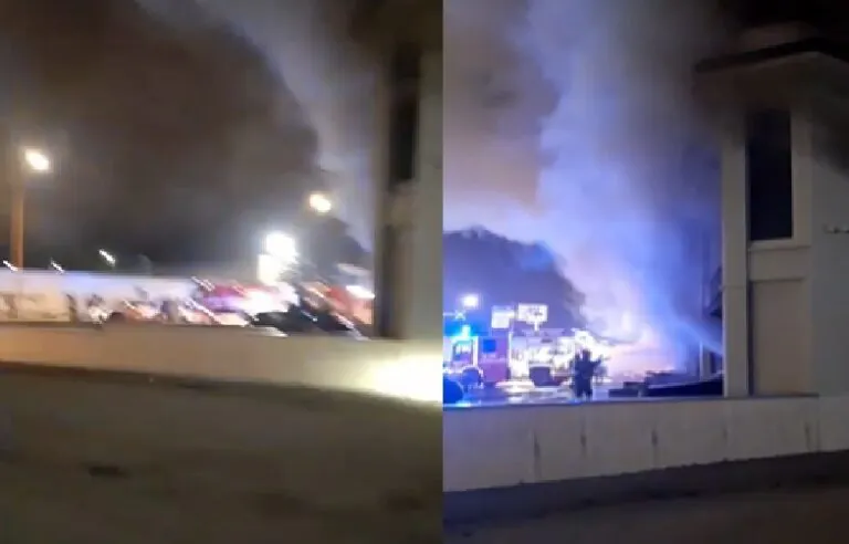 Deposito prende fuoco, 3 squadre al lavoro al confine. IL VIDEO