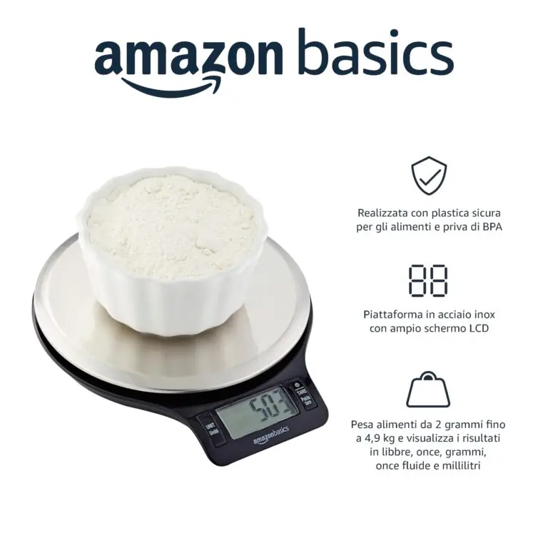 La bilancia da cucina Amazon Basics in acciaio INOX è in offerta OGGI a soli 10€