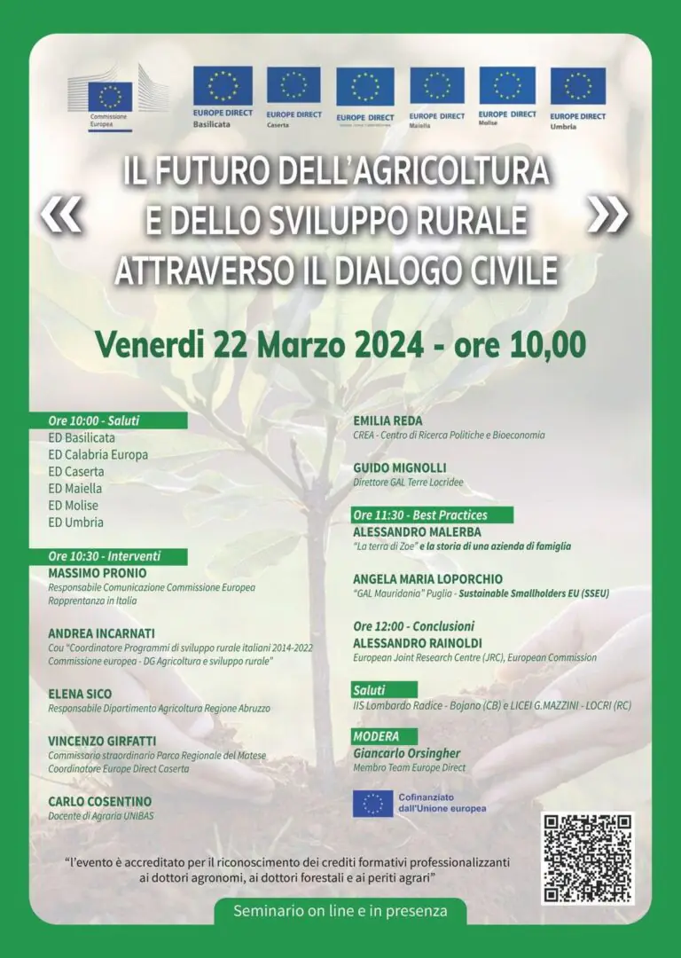 ‘Futuro dell’agricoltura e dello sviluppo rurale attraverso il dialogo civile’: 6 Europe Direct si uniscono in un unico evento