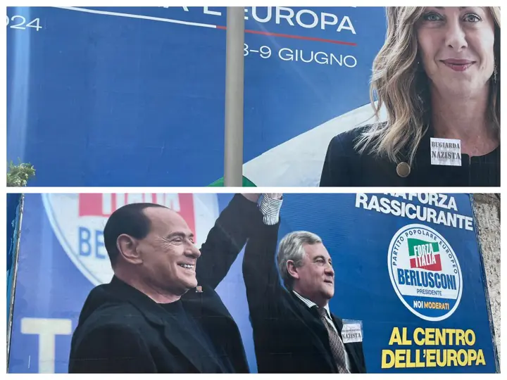 Scritte diffamatorie sui manifesti della premier e del vice: scatta indagine
