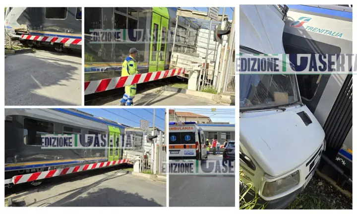 Treno si scontra con un furgone al passaggio a livello: c’è un ferito