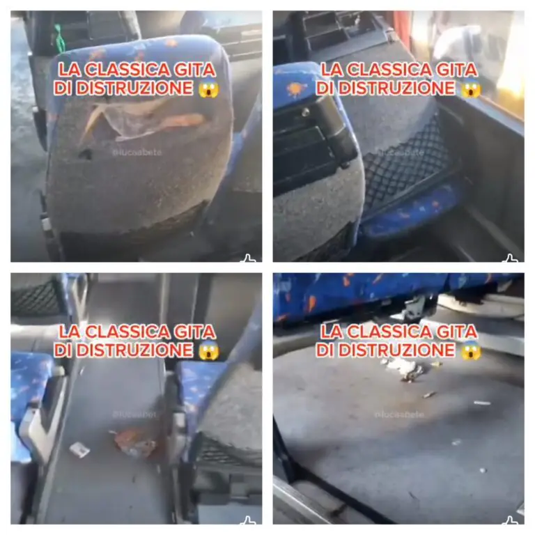 Scolaresca del Casertano devasta pullman della gita