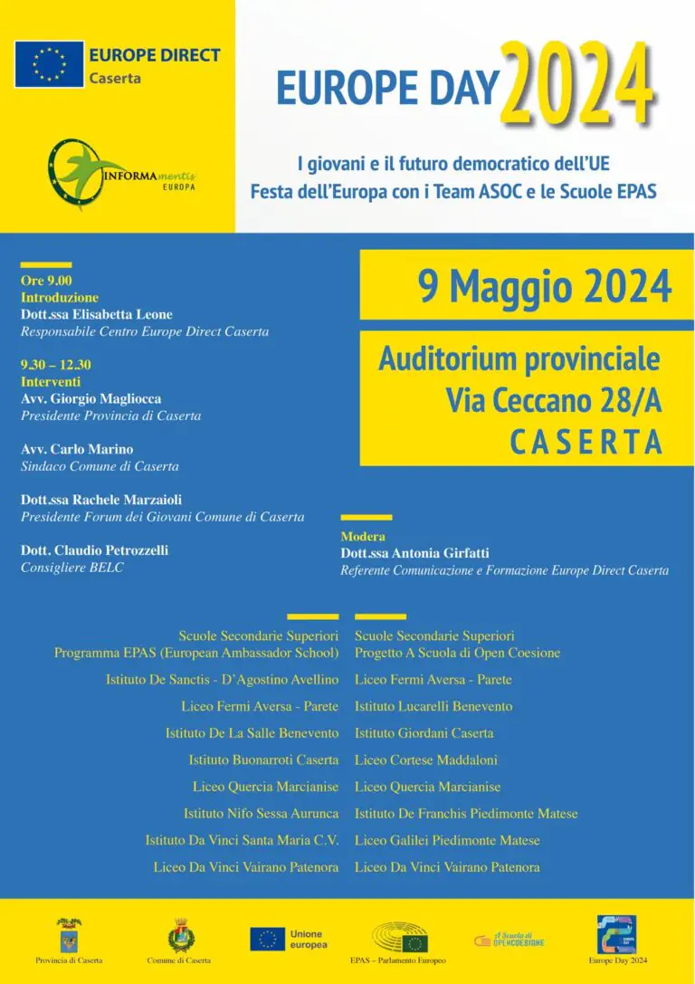 Festa dell’Europa, evento con gli studenti nell’Auditorium provinciale