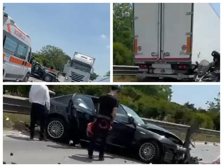 Terribile incidente, coinvolti camion e auto. Arrivano ambulanze