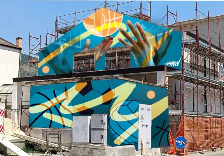 Murale sulla facciata della palestra: “Arte per lo sport e l’inclusione”