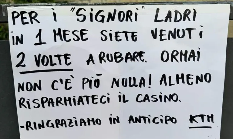 Ladri in azione nel casertano, spunta il post satirico. “Per i signori ladri…”