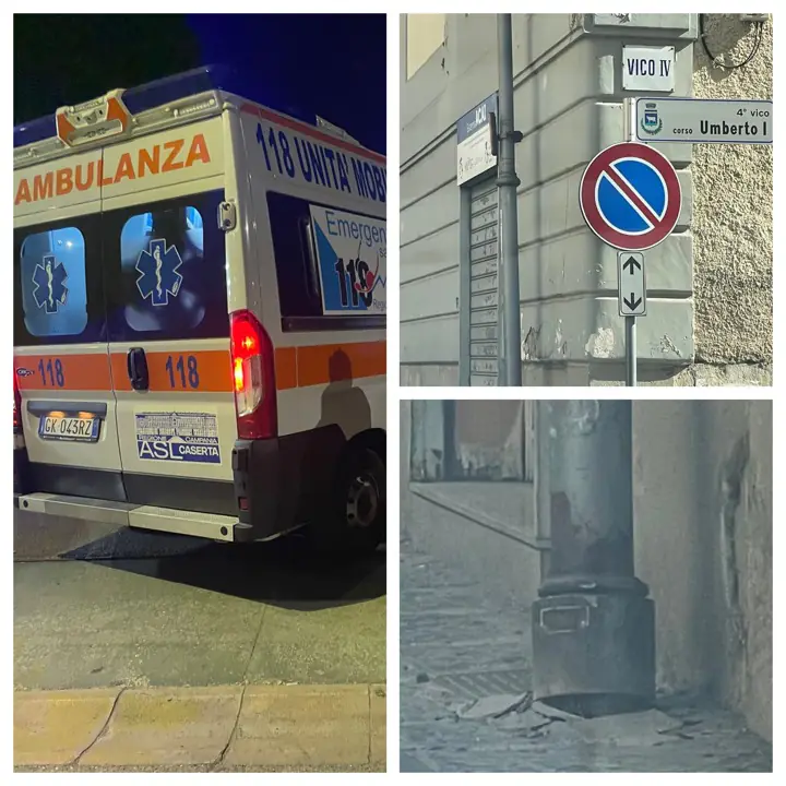 Impatto in centro nella notte: mini auto finisce contro un palo