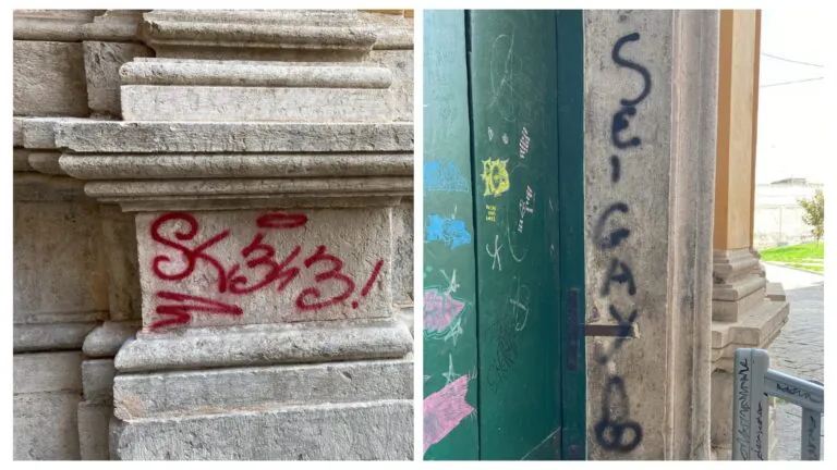 Scritte omofobe e volgari sui muri della chiesa: “Una vergogna”