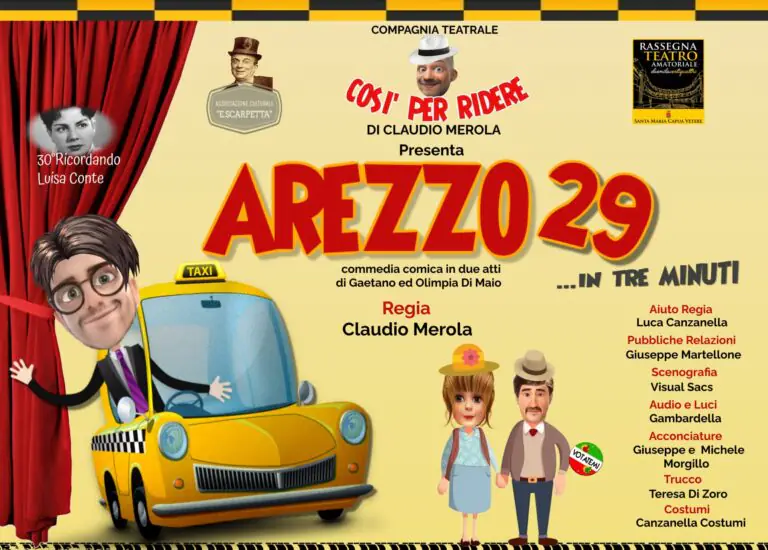 “Così per ridere”: in scena la commedia “Arezzo 29 in tre minuti”. Come prenotare