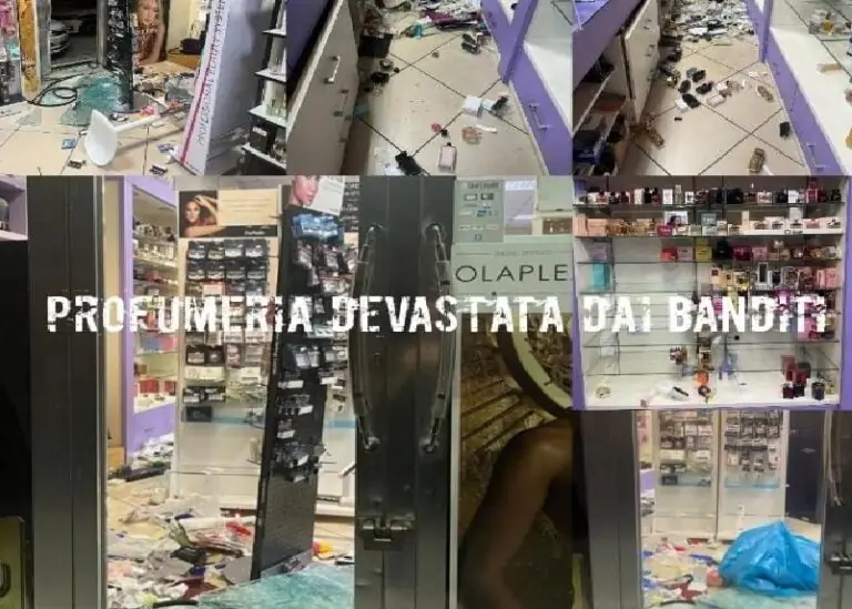 Cinque banditi devastano la profumeria: le immagini del colpo choc