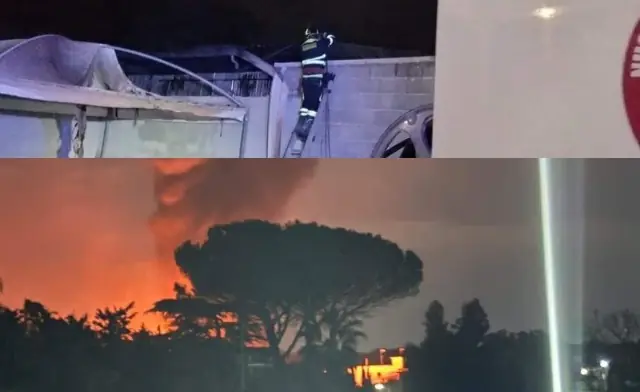 Inferno nella notte, bruciata autorimessa
